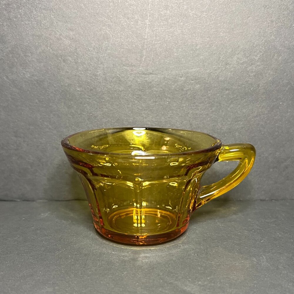 VTG 1930s Diamond Glass Co. Victory Amber Depression Glass Paneled Teacup 2.25"